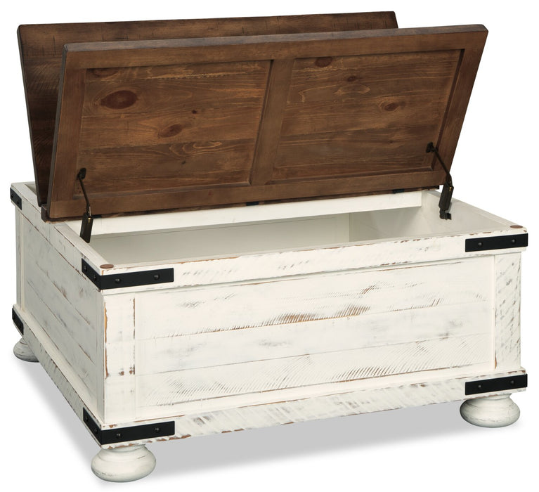 Table à café coffre rustique Benjy de 36 po avec rangement - bois deux teintes