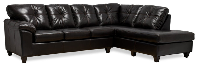 Sofa sectionnel de droite Addison 2 pièces fabriqué au Canada en tissu d’apparence cuir avec coussins de siège amovibles - mûre
