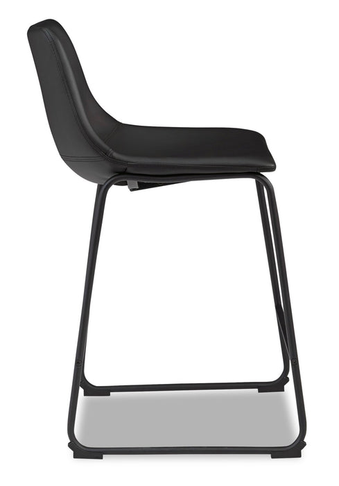 Tabouret Cole de hauteur comptoir en tissu de cuir végétalien et en métal - noir