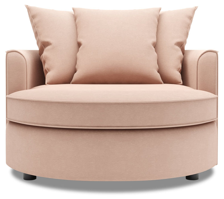 Fauteuil d’appoint enveloppant Sofa Lab personnalisable de 48 po fabriqué au Canada en tissu d’apparence lin - rose Pax Rose