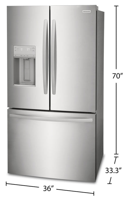 Réfrigérateur Frigidaire de 27,8 pi³ et de 36 po de profondeur standard à portes françaises - acier inoxydable - FRFS2823AS