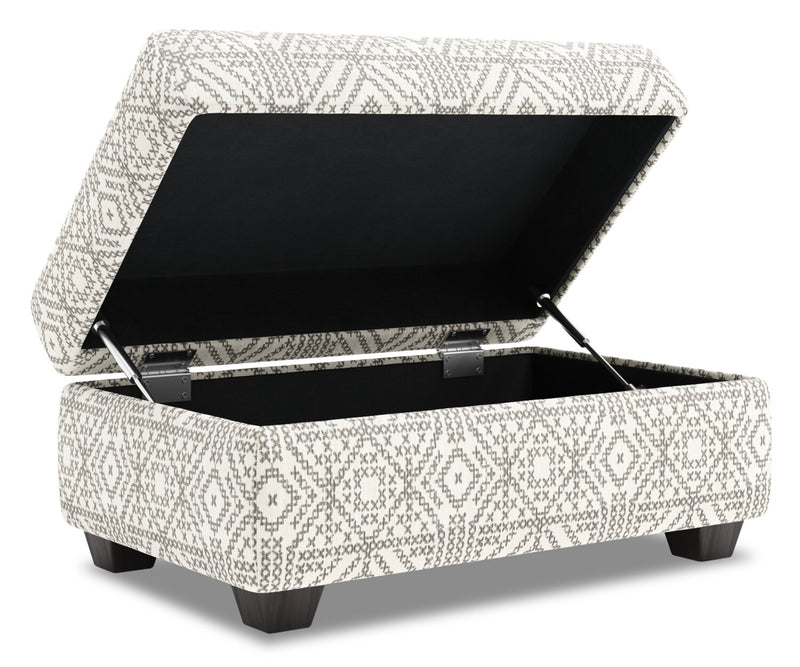 Pouf de rangement personnalisable The Trunk de Sofa Lab de 39 po fabriqué au Canada en tissu - Greystone multicolore