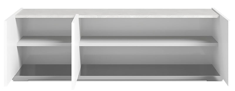 Meuble pour téléviseur moderne Marla de 47 po avec rangement et système de gestion des câbles pour téléviseurs jusqu’à 50 po - blanc