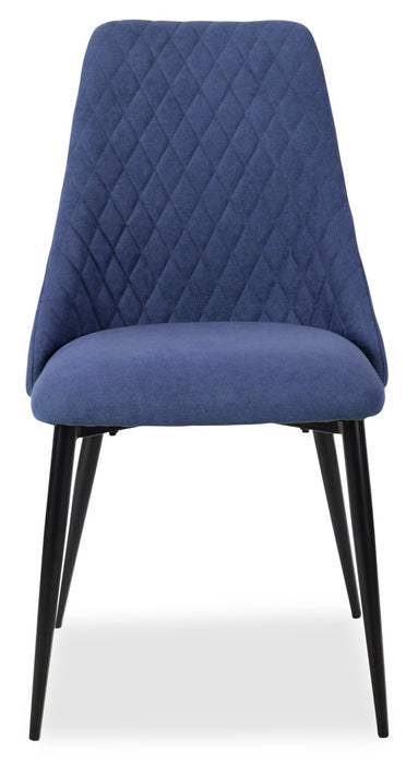 Chaise de salle à manger Miya en tissu de polyester et en métal - bleu marine