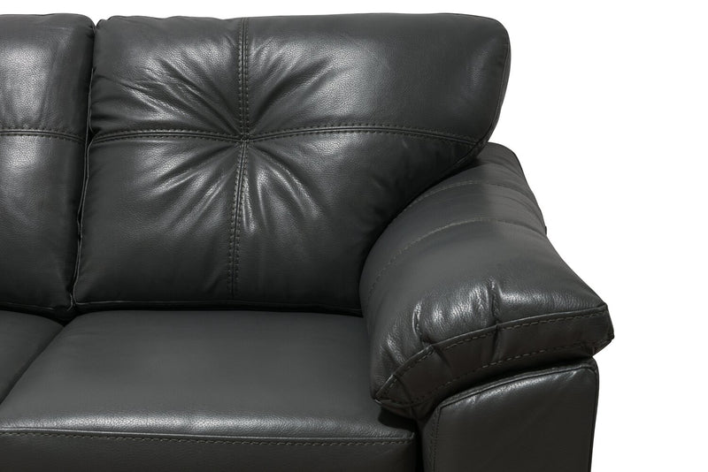 Sofa sectionnel de gauche Addison 2 pièces fabriqué au Canada en tissu d’apparence cuir avec coussins de siège amovibles - gris