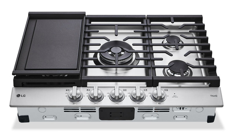 Surface de cuisson à gaz LG de 30 po à 5 éléments - acier inoxydable Smudge-ProofMD - CBGJ3027S