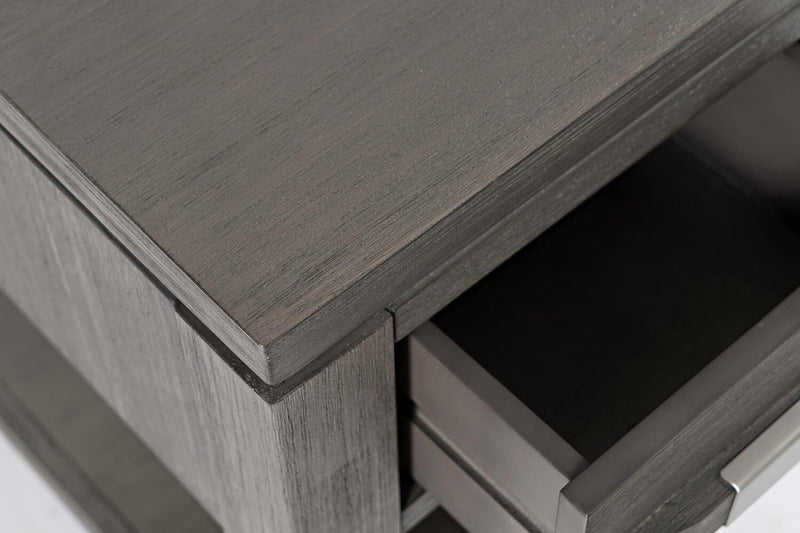 Table de fauteuil rustique Bronx de 16 po avec rangement et tablette - bois gris