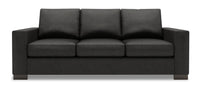 Sofa-lit Track de Sofa Lab de 85 po fabriqué au Canada en tissu d’apparence lin avec accoudoirs rectilignes - gris Luna Kohl