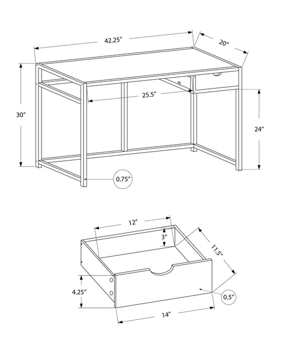 Bureau Everly de 42,25 po avec tiroir - taupe