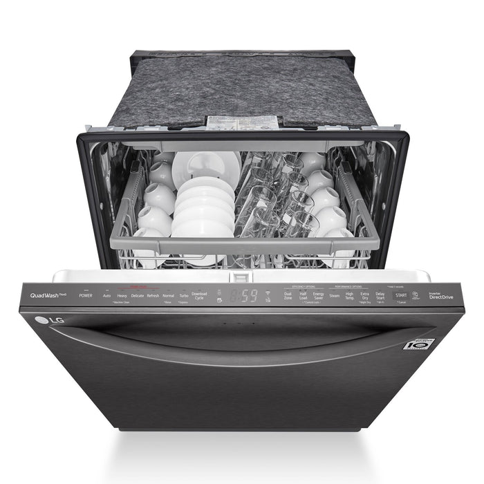 Lave-vaisselle intelligent encastré LG à 46 dBA de 24 po avec commandes sur le dessus et QuadWashMC - acier inoxydable noir Smudge-ProofMD - LDTS5552D