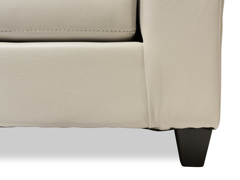 Fauteuil Addison de 42 po fabriqué au Canada en tissu d’apparence cuir avec coussin de siège amovible et capitonnage - beige