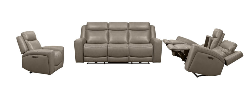 Fauteuil à inclinaison électrique Prescott de Scott Living de 42,5 po en cuir véritable avec appuie-tête électrique - gris