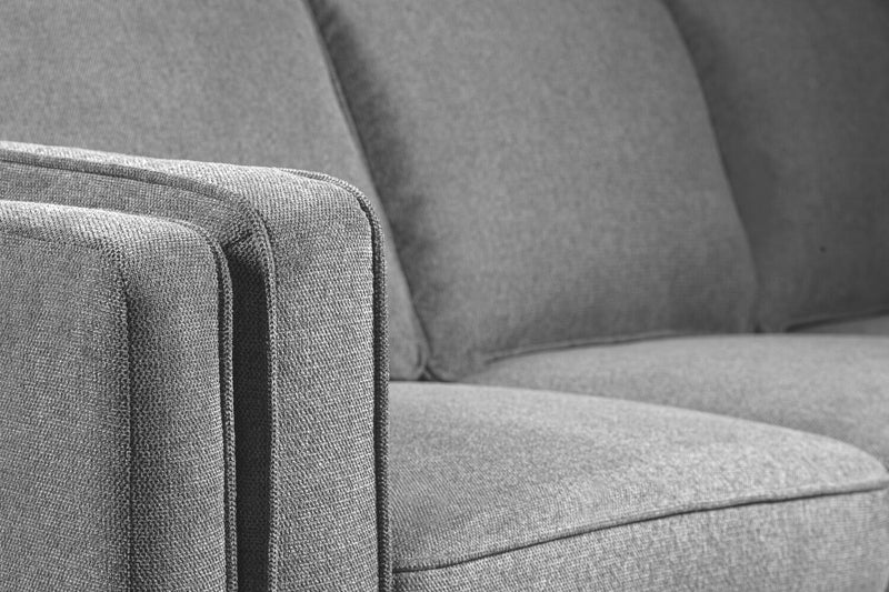 Sofa Kassia de Kort & Co. de 90,6 po en tissu d’apparence lin avec base et pattes en bois - gris