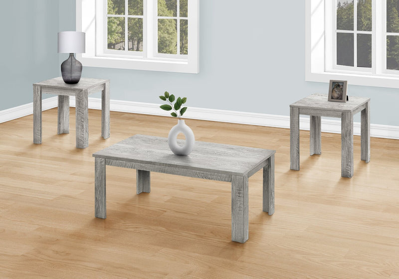 Ensemble 3 tables traditionnelles Remy de 44 po (table à café et 2 tables de bout) - gris 