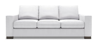  Sofa Track de Sofa Lab de 85 po fabriqué au Canada en tissu d’apparence lin avec accoudoirs rectilignes - blanc Pax Ice 