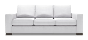Sofa personnalisable Track de Sofa Lab de 85 po fabriqué au Canada en tissu d’apparence lin avec accoudoirs rectilignes - blanc Pax Ice
