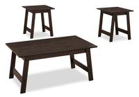 Ensemble 3 tables modernes Jacey de 36 po (table à café et 2 tables de bout) - espresso