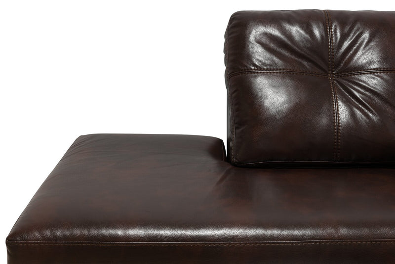 Sofa sectionnel de gauche Addison 2 pièces fabriqué au Canada en tissu d’apparence cuir avec coussins de siège amovibles - brun