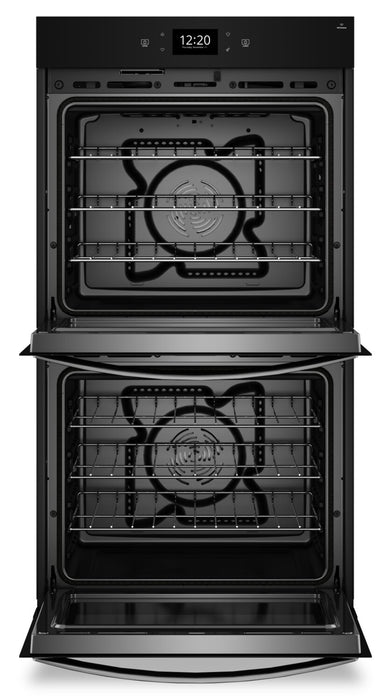Four mural double électrique Whirlpool de 10 pi³ et de 30 po avec convection véritable - acier inoxydable noir avec fini PrintShieldMC - WOED7030PV