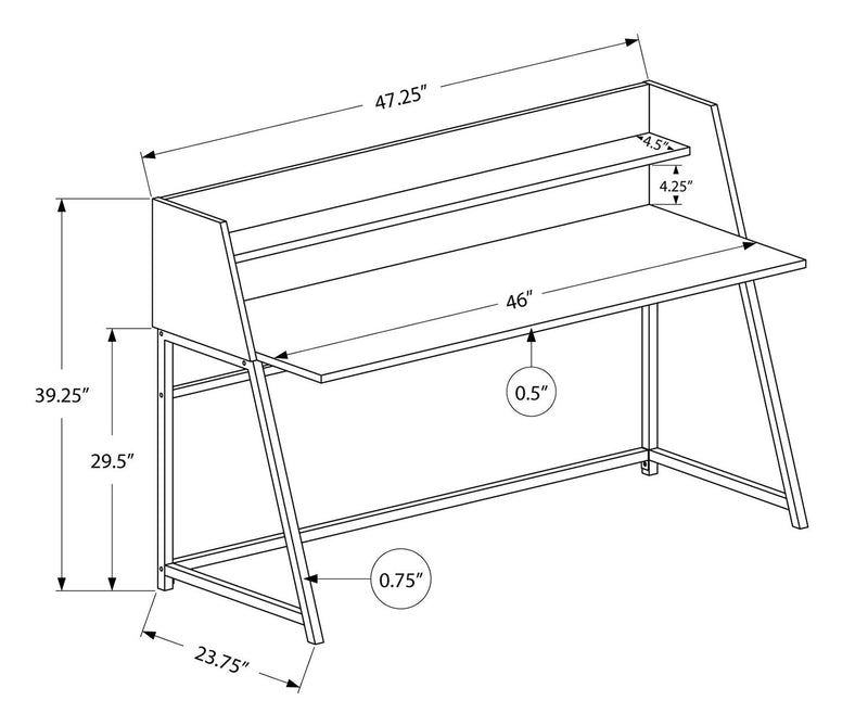 Bureau Lawson de 47,25 po avec petite crédence - apparence marbre blanc