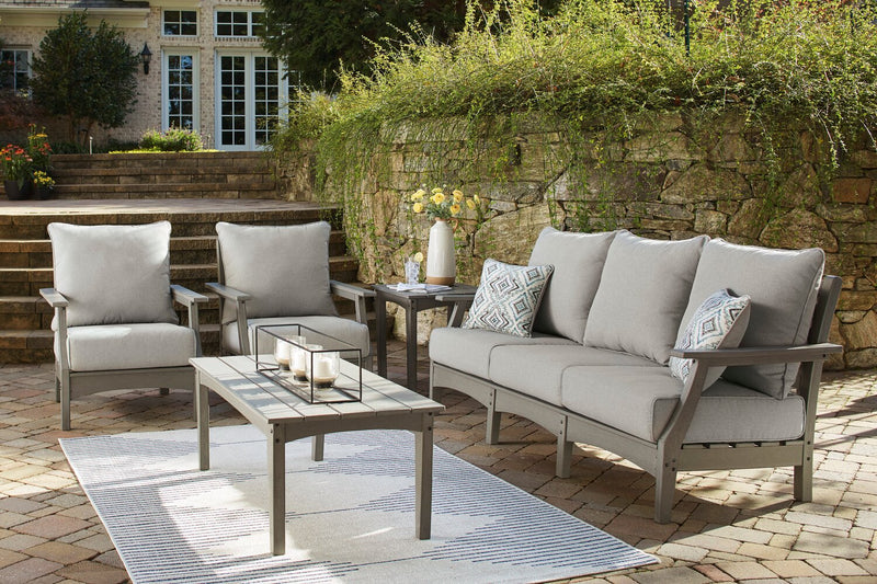 Ensemble de 2 fauteuils Cape pour la terrasse à l’extérieur - plastique à haute densité et tissu Nuvella, résistant aux rayons UV et aux intempéries - gris