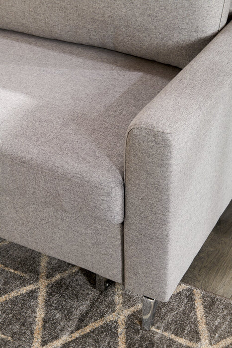 Sofa-lit Wilson de 77,5 po en tissu d’apparence lin avec coussins de dossier rabattables et pattes en métal - gris Solis 