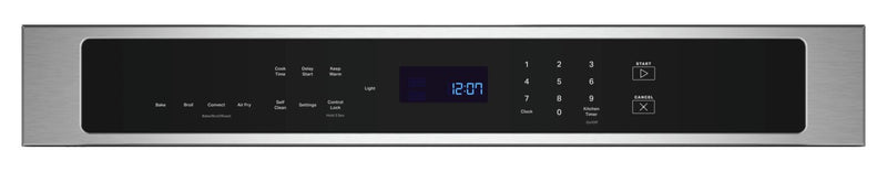 Four mural simple électrique Maytag de 4,3 pi³ et de 27 po avec convection véritable - acier inoxydable résistant aux traces de doigts - MOES6027LZ