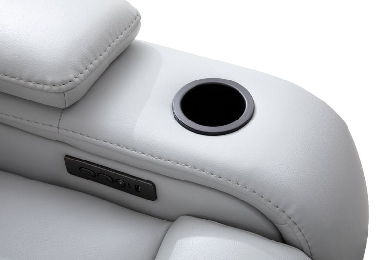 Sofa sectionnel à inclinaison électrique Cinema 5 pièces en apparence cuir avec appuie-têtes électriques - gris brume cosmique