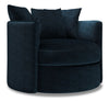 Fauteuil d’appoint pivotant Nest de Sofa Lab personnalisable de 41 po fabriqué au Canada en tissu de chenille - bleu Luxury Indigo