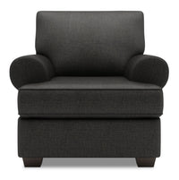 Fauteuil Roll de Sofa Lab de 42 po fabriqué au Canada en tissu d’apparence lin avec accoudoirs enroulés - gris Luna Kohl