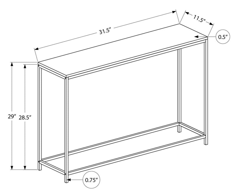 Table de salon moderne Alma de 31,5 po - taupe foncée avec armature en métal noir