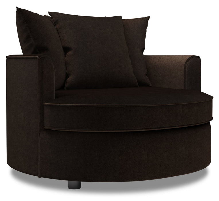 Fauteuil d’appoint enveloppant Sofa Lab personnalisable de 48 po fabriqué au Canada en tissu de chenille - brun Luxury Chocolate