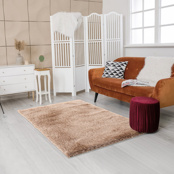 Carpette à poil long Harlow dorée - 5 pi x 7 pi