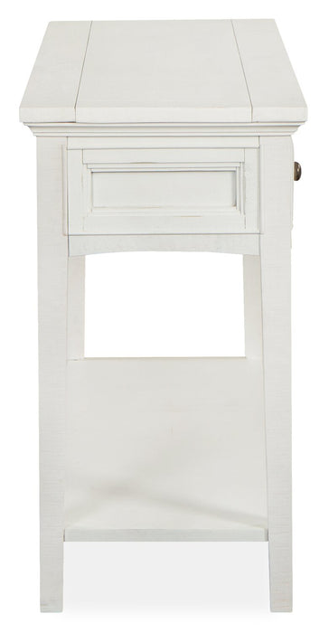 Table de salon traditionnelle Heron Cove de 50 po avec rangement et tablette - pin blanc