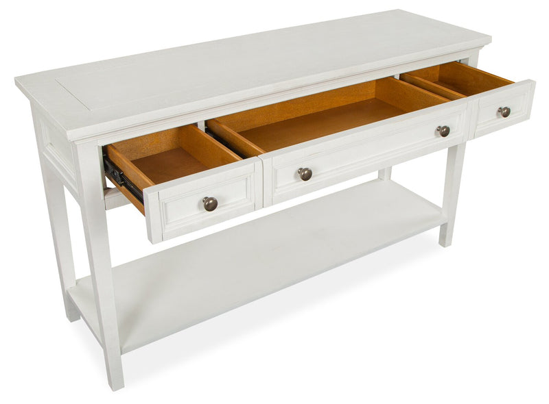 Table de salon traditionnelle Heron Cove de 50 po avec rangement et tablette - pin blanc