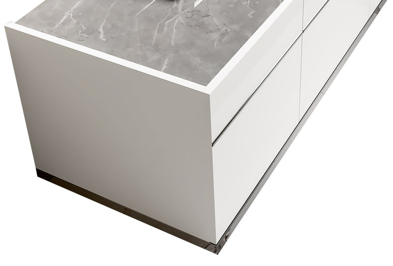 Meuble pour téléviseur moderne Marla de 47 po avec rangement et système de gestion des câbles pour téléviseurs jusqu’à 50 po - blanc