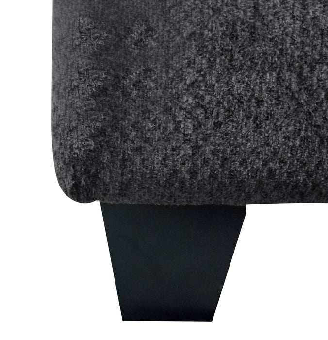 Fauteuil Febe de 49 po fabriqué au Canada en tissu de chenille avec accoudoirs évasés et pattes en bois - gris anthracite