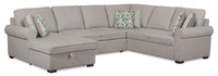  Sofa-lit sectionnel de gauche Haven de Scott Living 3 pièces en tissu de chenille avec fauteuil long de rangement - gris