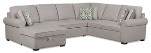 Sofa-lit sectionnel de gauche Haven de Scott Living 3 pièces en tissu de chenille avec fauteuil long de rangement - gris