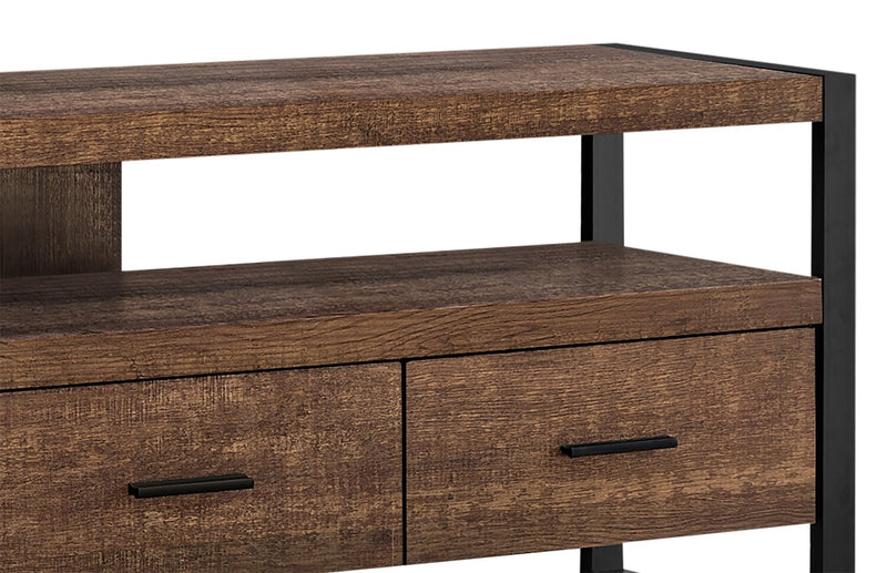 Meuble pour téléviseur moderne Asa de 60 po avec rangement et système de gestion des câbles pour téléviseurs jusqu’à 65 po - brun