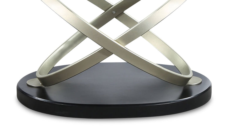 Table à café ovale moderne Vikki de 48 po avec dessus en verre - verre avec base en métal