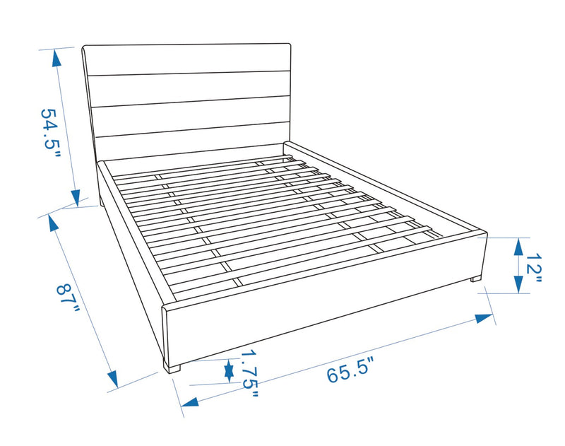 Lit plateforme rembourré Clay de Kort & Co. en tissu de cuir végétalien brun capitonné - format grand lit