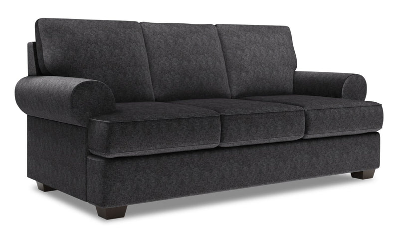 Sofa personnalisable Roll de Sofa Lab de 86 po fabriqué au Canada en tissu de chenille avec accoudoirs enroulés - gris Luxury Charcoal