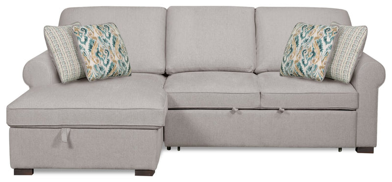 Sofa-lit sectionnel de gauche Haven de Scott Living 2 pièces en tissu de chenille avec fauteuil long de rangement - gris