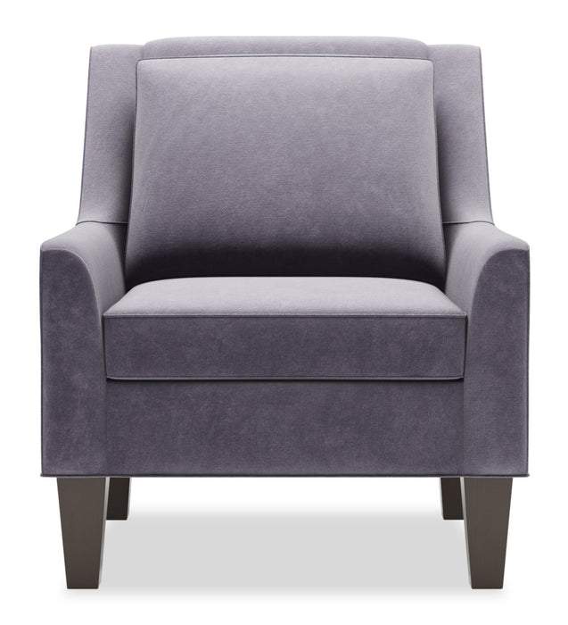 Fauteuil d’appoint club Sofa Lab personnalisable de 29 po fabriqué au Canada en tissu de velours avec pattes en bois - gris Granite Grey 