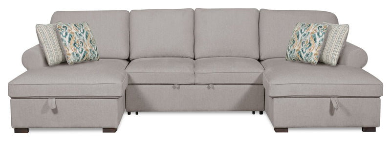 Sofa-lit sectionnel Haven de Scott Living 3 pièces en tissu de chenille avec 2 fauteuils longs de rangement - gris