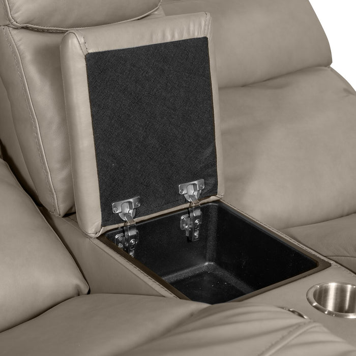 Causeuse à inclinaison électrique Prescott de Scott Living de 79 po en cuir véritable avec appuie-têtes électriques - grise