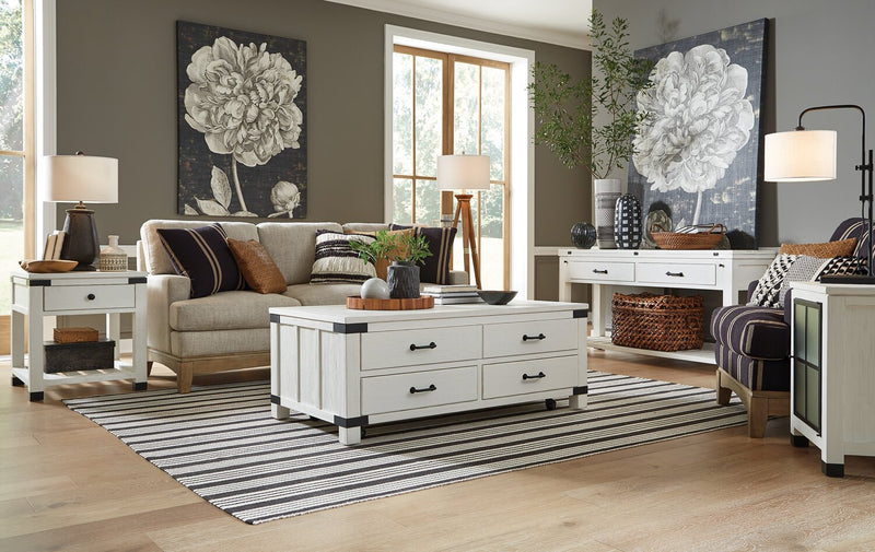 Table de bout moderne Harper de 24 po avec rangement et tablette - pin blanc