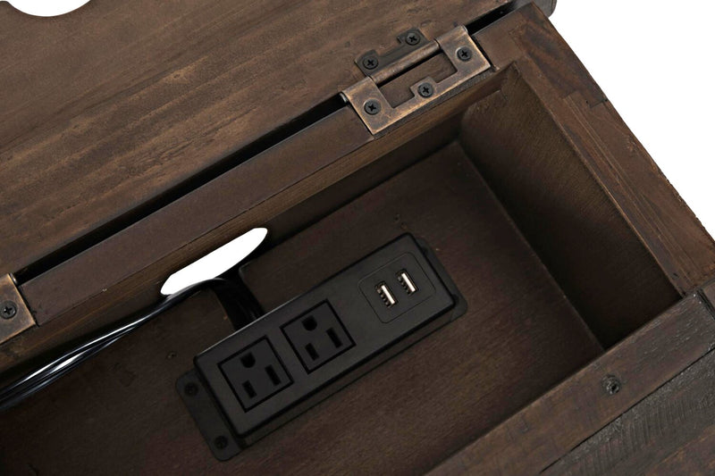 Table de fauteuil rustique Morgan de 16 po avec rangement - brun foncé avec bois recyclé