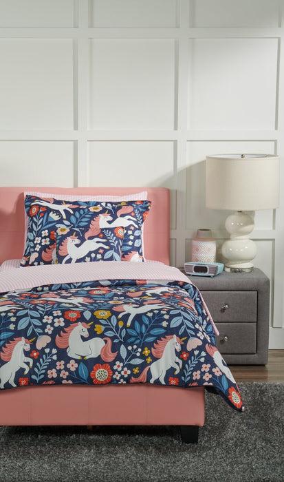 Ensemble de draps Hallie de 4 pièces rayés en coton pour lit double - rose